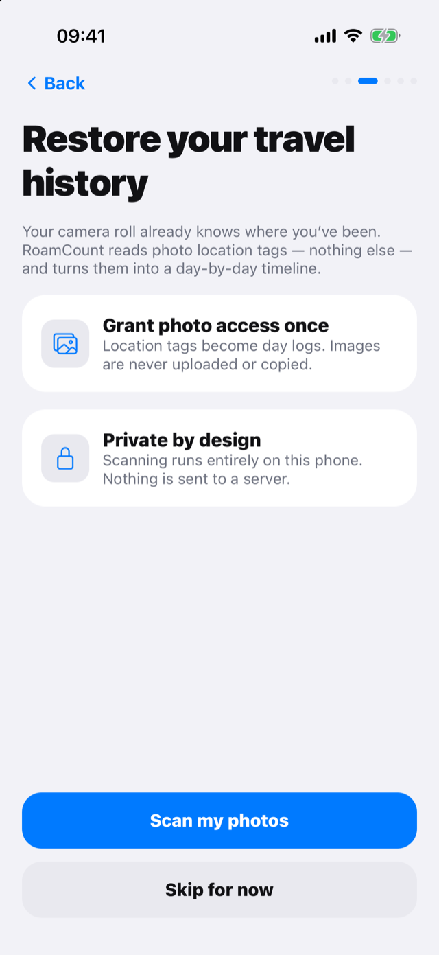 Restore your travel history